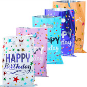 10/20/30 db Születésnapi parti ajándék táska színes csillagok alumínium fólia táska cukorka táska ajándéktáska műanyag csemegezsákok ajándékcsomagolás