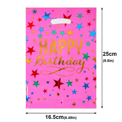 10/20/30 db Születésnapi parti ajándék táska színes csillagok alumínium fólia táska cukorka táska ajándéktáska műanyag csemegezsákok ajándékcsomagolás