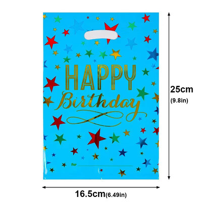 10/20/30 db Születésnapi parti ajándék táska színes csillagok alumínium fólia táska cukorka táska ajándéktáska műanyag csemegezsákok ajándékcsomagolás