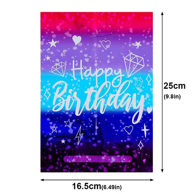 10/20/30 db Születésnapi parti ajándék táska színes csillagok alumínium fólia táska cukorka táska ajándéktáska műanyag csemegezsákok ajándékcsomagolás