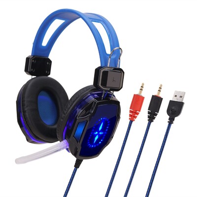 Herné slúchadlá s 3,5 mm konektorom pre slúchadlá s podsvietením pre PC, notebook a Xbox
