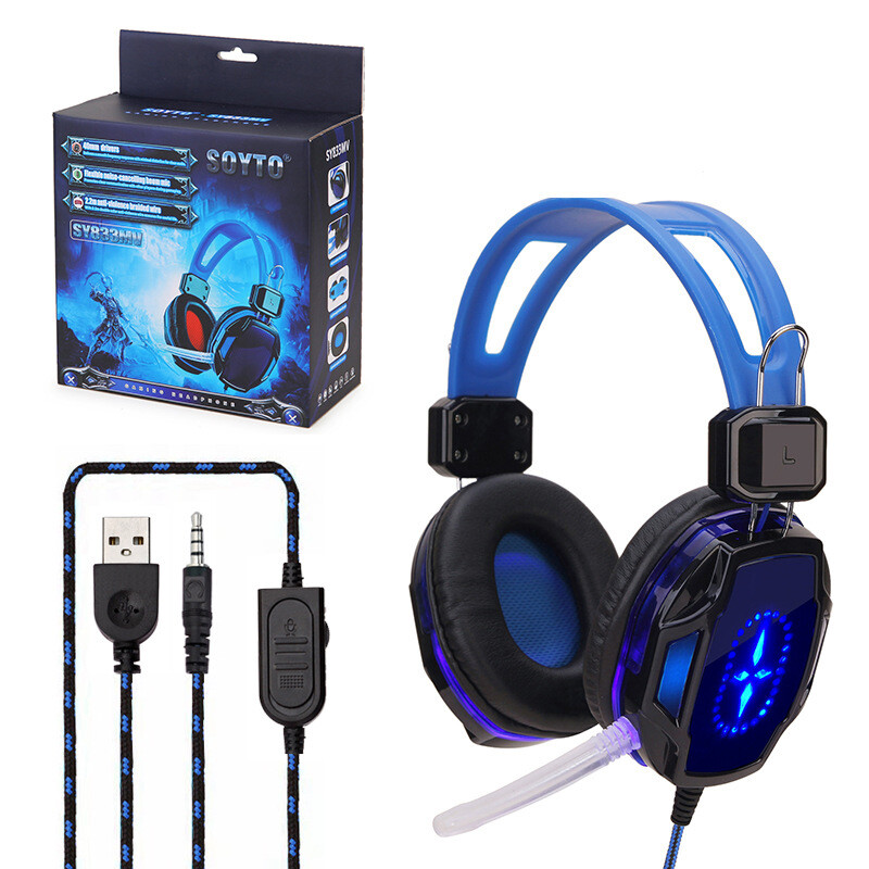 Herné slúchadlá s 3,5 mm konektorom pre slúchadlá s podsvietením pre PC, notebook a Xbox
