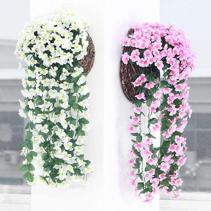 Lila virágos akasztós művirág partidísz szimuláció Valentin-napi esküvő falra akasztó Hamis lakberendezés