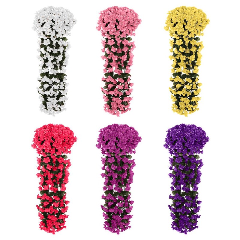 Lila virágos akasztós művirág partidísz szimuláció Valentin-napi esküvő falra akasztó Hamis lakberendezés