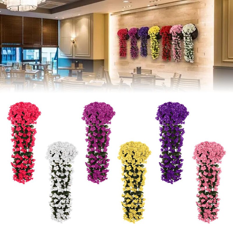 Lila virágos akasztós művirág partidísz szimuláció Valentin-napi esküvő falra akasztó Hamis lakberendezés