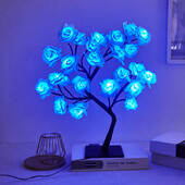 LED stolová lampa s ružovým stromčekom, napájaná z USB, umelá kvetinová nočná lampa, spálňa, obývačka, párty, svadba, dekorácia na Valentína