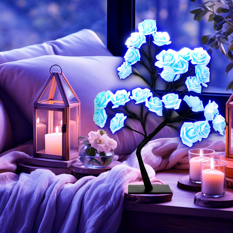 LED stolová lampa s ružovým stromčekom, napájaná z USB, umelá kvetinová nočná lampa, spálňa, obývačka, párty, svadba, dekorácia na Valentína