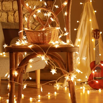 LED Star String Lights Χριστουγεννιάτικη γιρλάντα Κουτί μπαταρίας Powered Wedding Party String Κουρτίνα Φωτιστικά Fairy για διακόσμηση σπιτιού