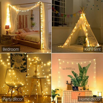 LED Star String Lights Χριστουγεννιάτικη γιρλάντα Κουτί μπαταρίας Powered Wedding Party String Κουρτίνα Φωτιστικά Fairy για διακόσμηση σπιτιού