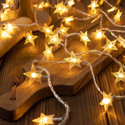 LED Star String Lights Χριστουγεννιάτικη γιρλάντα Κουτί μπαταρίας Powered Wedding Party String Κουρτίνα Φωτιστικά Fairy για διακόσμηση σπιτιού
