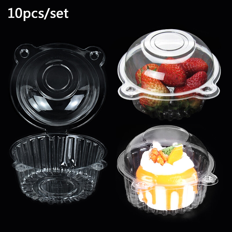 10 vnt. Desertų pakavimo dėžutė Skaidrus keksiukų pyragas, spurgos bandelių talpyklės laikiklis Vienkartinės saugios maisto dėžutės Vestuvių gimtadienio reikmenys