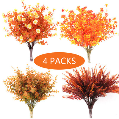 2 PACKS Mākslīgie rudens ziedi Viltus āra UV izturīgi rudens augi mājas virtuvei Ziemassvētku festivāls Pateicības diena Rudens