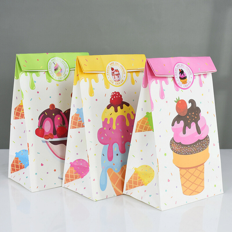 14 bucăți pungă cadou cu tema înghețată de vară, pungi de ambalare pentru bomboane cu autocolant, decorațiuni pentru baby shower, pentru nuntă, pentru ziua de naștere.