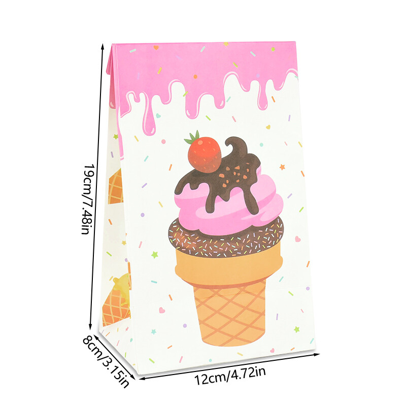 14 bucăți pungă cadou cu tema înghețată de vară, pungi de ambalare pentru bomboane cu autocolant, decorațiuni pentru baby shower, pentru nuntă, pentru ziua de naștere.