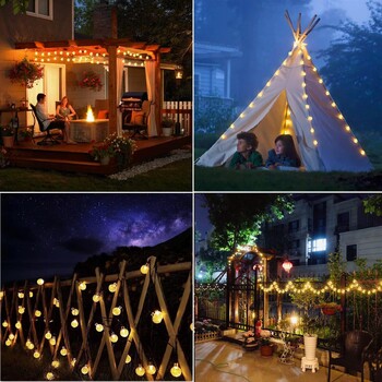 1 τμχ Solar Crystal Ball Fairy String Lights 5M20L Αδιάβροχη Χριστουγεννιάτικη Διακόσμηση εξωτερικού χώρου Camping Fairy Garland Garden Party