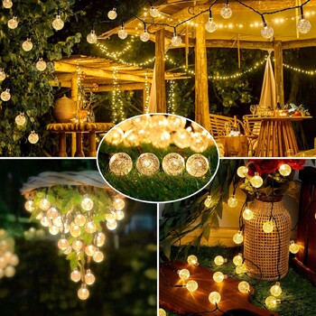 1 τμχ Solar Crystal Ball Fairy String Lights 5M20L Αδιάβροχη Χριστουγεννιάτικη Διακόσμηση εξωτερικού χώρου Camping Fairy Garland Garden Party