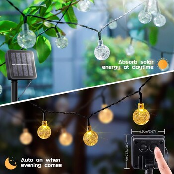 1 τμχ Solar Crystal Ball Fairy String Lights 5M20L Αδιάβροχη Χριστουγεννιάτικη Διακόσμηση εξωτερικού χώρου Camping Fairy Garland Garden Party