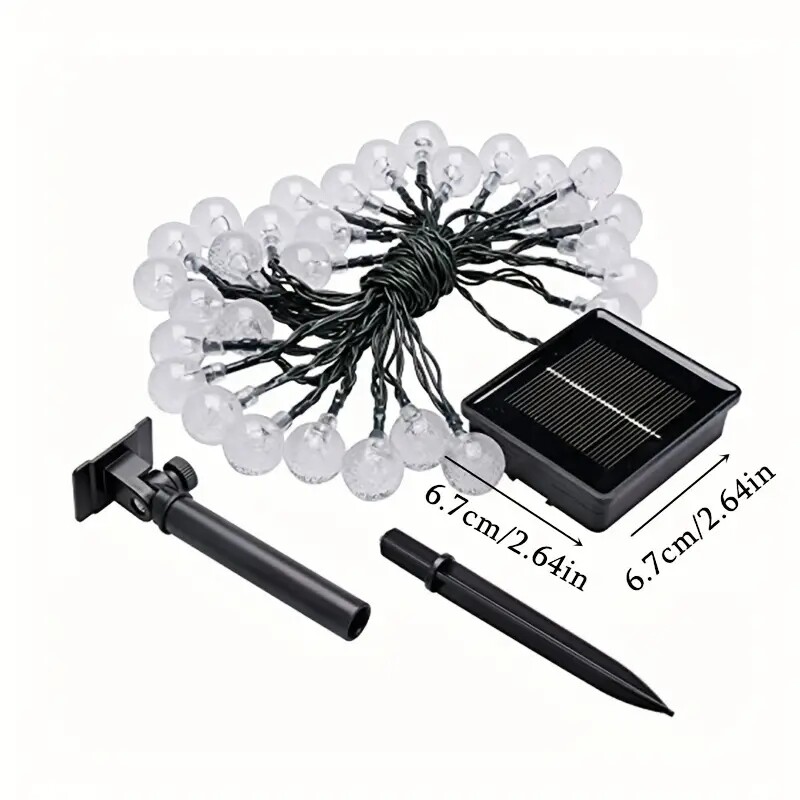 1vnt Saulės krištolo rutulio fėjos lemputės 5M20L lauko vandeniui atsparios kalėdinės dekoracijos stovyklavietės pasakų girliandos sodo vakarėlis