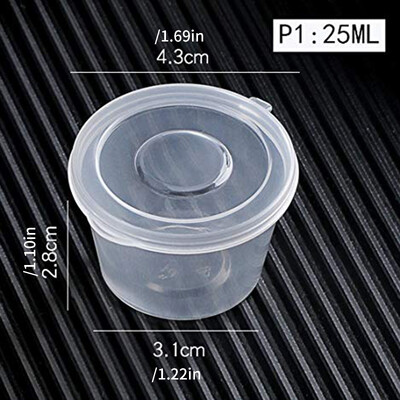 50 vnt. plastikiniai padažų stiklainiai su dangteliais Maisto padažo puodelis vienkartinės sandarios pakuotės salotų padažai, prieskoniai suflė