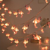 1 kom 10/20 LED lampica Flamingo String Lights 59.06 inča/118.11 inča LED Fairy Light radi na baterije za ljetnu dekoraciju rođendana