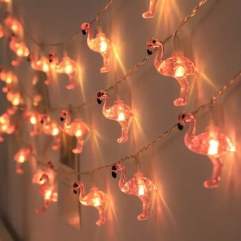 1 бр. 10/20 светодиода Flamingo String Lights 59.06 inch/118.11 inch LED Fairy Light Работи с батерии за лятна украса за рожден ден