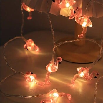 1 бр. 10/20 светодиода Flamingo String Lights 59.06 inch/118.11 inch LED Fairy Light Работи с батерии за лятна украса за рожден ден