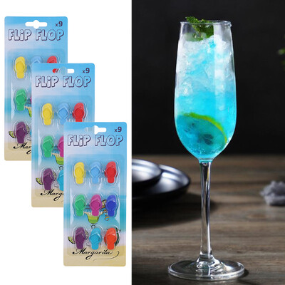 9 bucăți/set papuci din silicon Brelocuri pentru pahar de vin Marcatori pentru pahar de vin pentru petrecere Cocktail-uri pentru pahare de băut Semn pentru ventuză