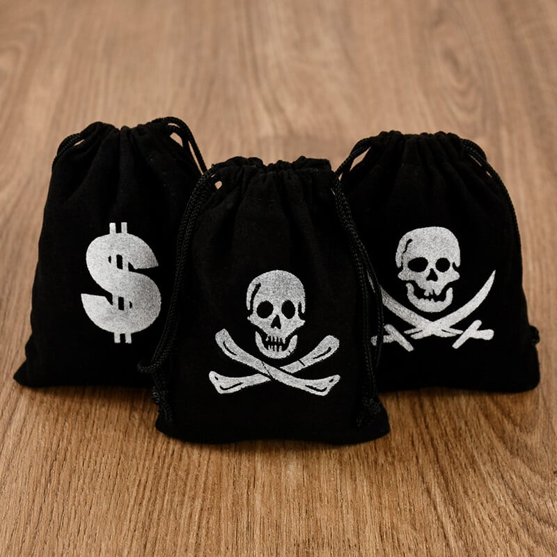 10 ks pirátske darčekové tašky so šnúrkou, vrecko na mince, detské chlapčenské darčeky na Halloween, narodeninovú párty, malé cukríkové darčekové tašky