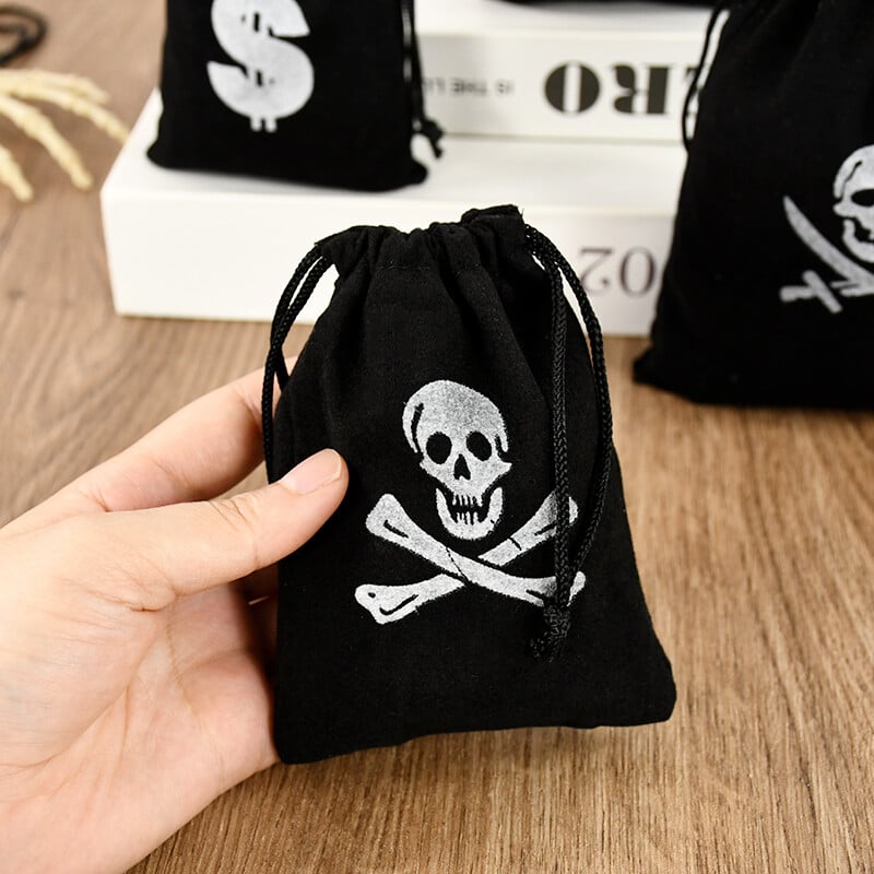 10 ks pirátske darčekové tašky so šnúrkou, vrecko na mince, detské chlapčenské darčeky na Halloween, narodeninovú párty, malé cukríkové darčekové tašky