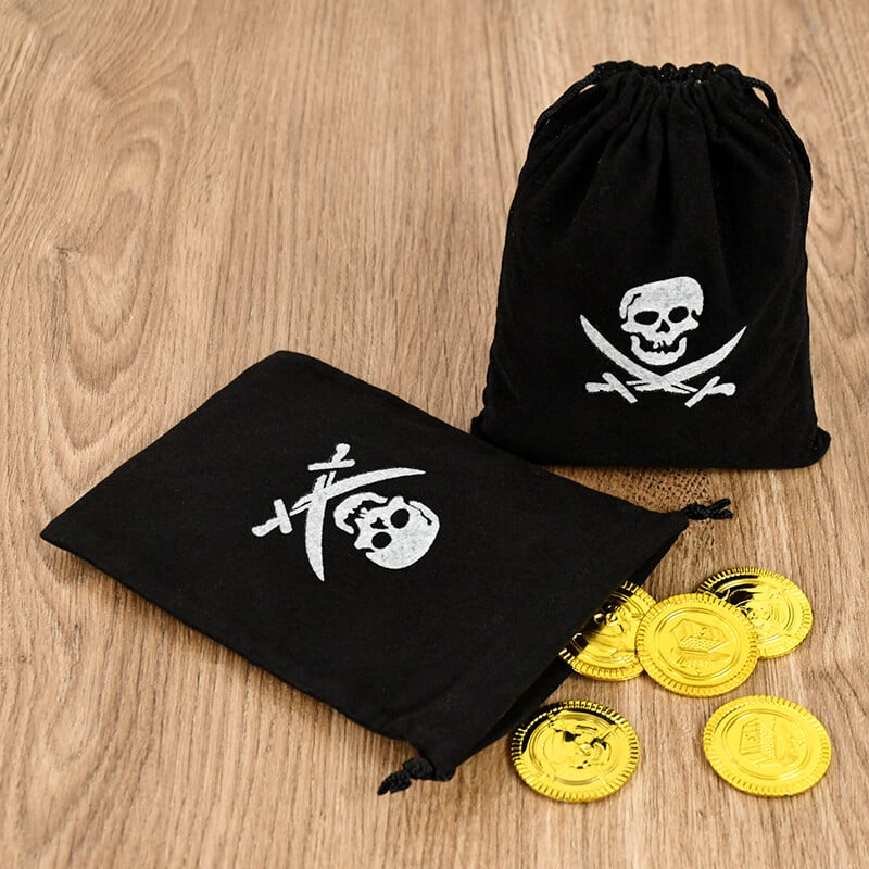 10 ks pirátske darčekové tašky so šnúrkou, vrecko na mince, detské chlapčenské darčeky na Halloween, narodeninovú párty, malé cukríkové darčekové tašky