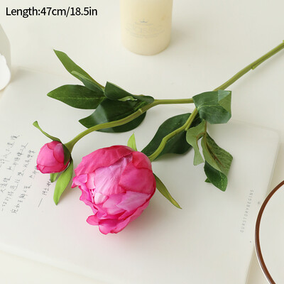 2 fej szimulált bazsarózsa selyem virág Műselyem Art bazsarózsa luxus lakberendezés asztali virág fotózás kellék esküvői virág