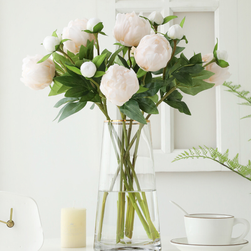 2 fej szimulált bazsarózsa selyem virág Műselyem Art bazsarózsa luxus lakberendezés asztali virág fotózás kellék esküvői virág