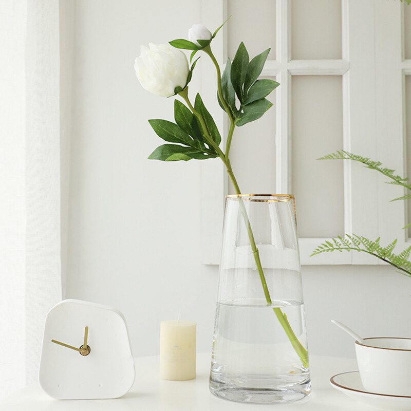 2 fej szimulált bazsarózsa selyem virág Műselyem Art bazsarózsa luxus lakberendezés asztali virág fotózás kellék esküvői virág