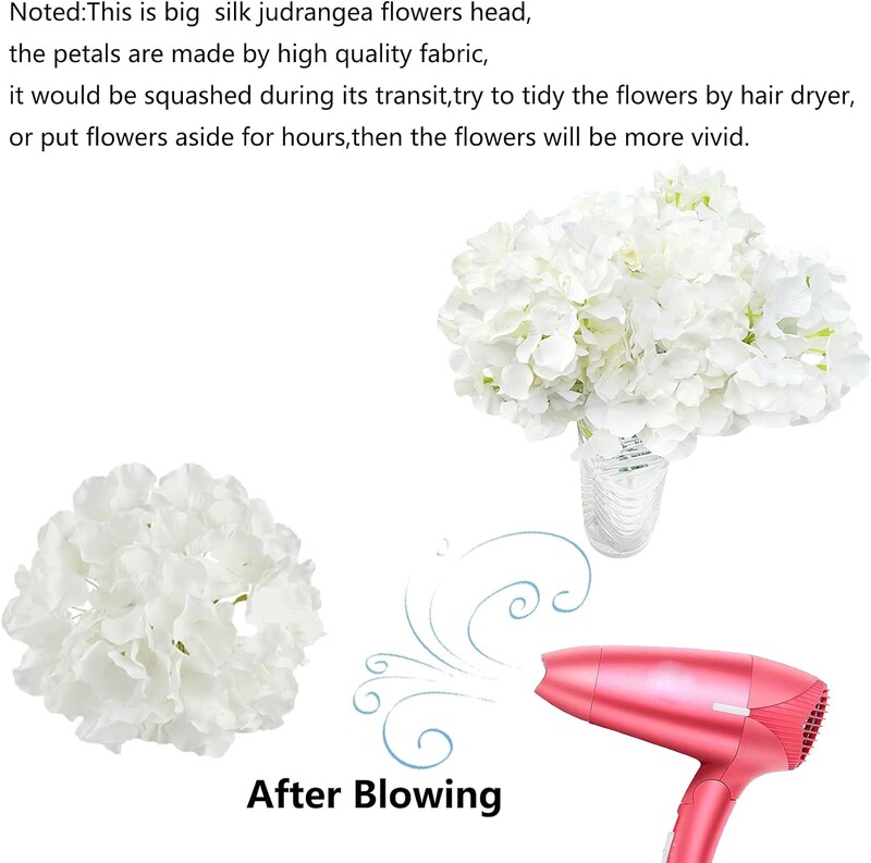 25 vnt 8 colių didelės šilkinės hortenzijos dirbtinės gėlės hortenzijos galvutė su stiebu, naudojama namų vestuvių vakarėliui dekoruoti Pieno baltumo