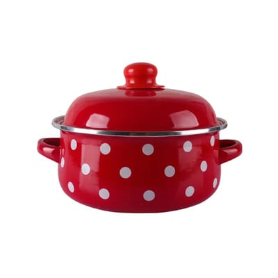 16/18/20 εκ. Διπλά αυτιά στίγματα κατσαρόλα πορσελάνης εμαγιέ μπολ σούπας με καπάκι Instant noodle Bowl επαγωγική κατσαρόλα