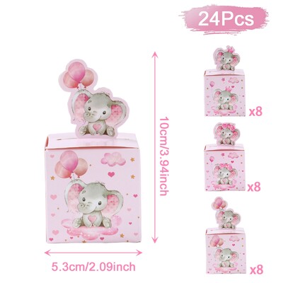 Rožinė mėlyna dramblys saldainių dėžutė su gimtadieniu. Papuošalai Vaikams teikiama saldainių sausainių maišelis Lytis Atskleidžia kūdikių dušo reikmenys