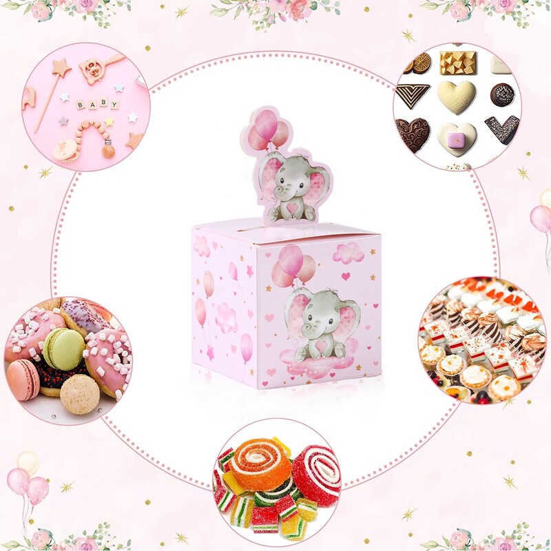 Rožinė mėlyna dramblys saldainių dėžutė su gimtadieniu. Papuošalai Vaikams teikiama saldainių sausainių maišelis Lytis Atskleidžia kūdikių dušo reikmenys