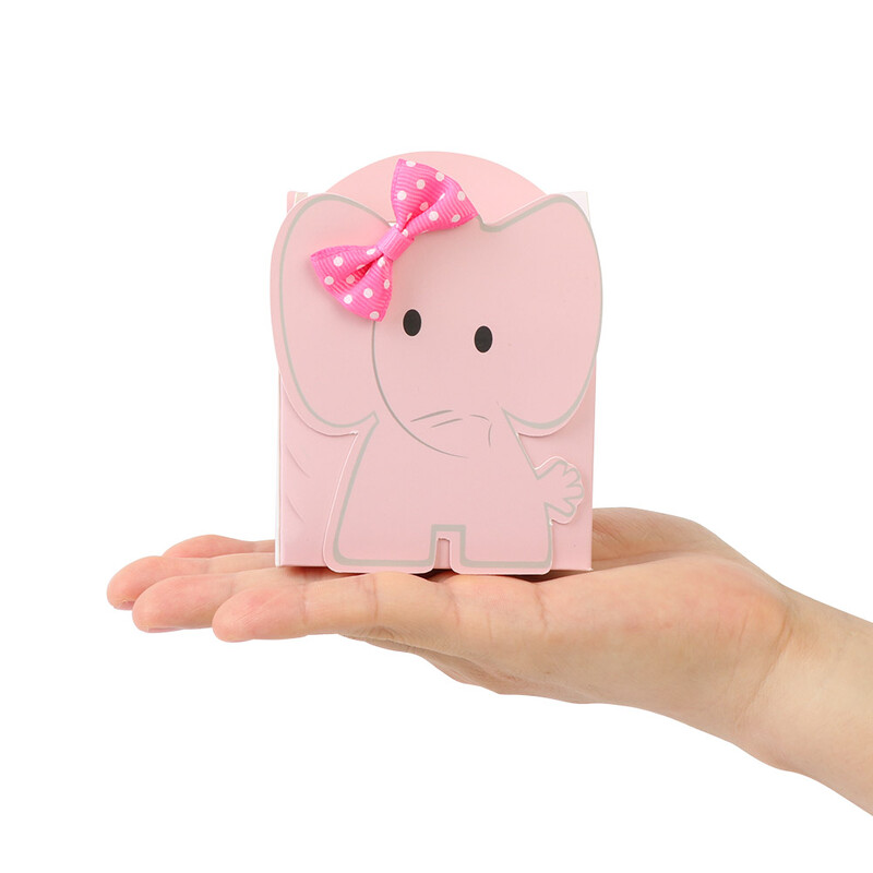 10 DB/SZETT, cukorkadoboz elefánt rózsaszín, környezetbarát papír, születésnapi bulira, esküvőre, Halloween ajándék
