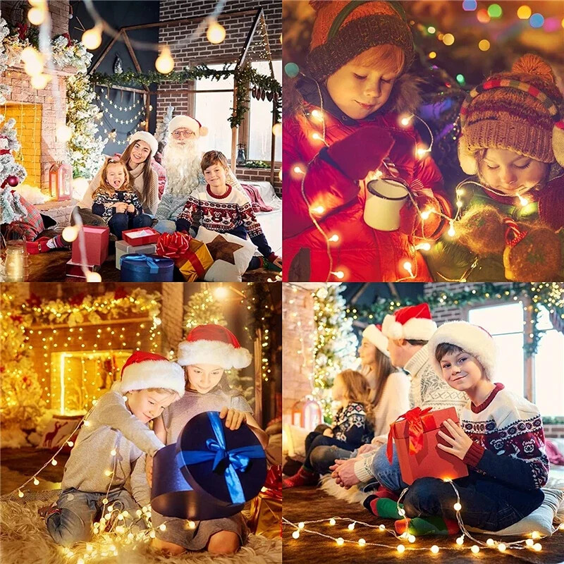 Ghirlanda cu bile cu LED de 12M USB/baterie Ghirlanda de zâne șir de lumini Zi de naștere Acasă Crăciun Sărbători Decorare petrecere de nuntă