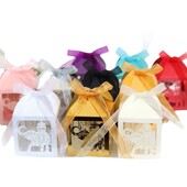 10 vnt Baby Shower dovanų dėžutė Dramblio rožinė mėlyna lazeriu iškirpta tuščiavidurė naujagimio saldainių dėžutė su kaspinu Lytis atskleisti kūdikio dušo dekorą Cou