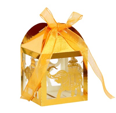 10 vnt Baby Shower dovanų dėžutė Dramblio rožinė mėlyna lazeriu iškirpta tuščiavidurė naujagimio saldainių dėžutė su kaspinu Lytis atskleisti kūdikio dušo dekorą Cou