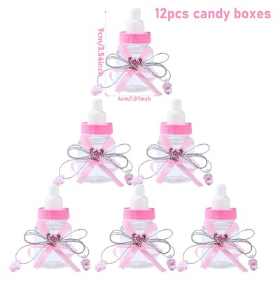 Rožinis mėlynas maitinimo buteliukas Dramblio formos skaidraus plastiko saldainių dėžutės Papuošalų Užkandžių Maži Dovanų Indeliai Lytis Atskleidžia kūdikio dušas