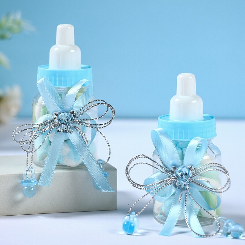 Rožinis mėlynas maitinimo buteliukas Dramblio formos skaidraus plastiko saldainių dėžutės Papuošalų Užkandžių Maži Dovanų Indeliai Lytis Atskleidžia kūdikio dušas