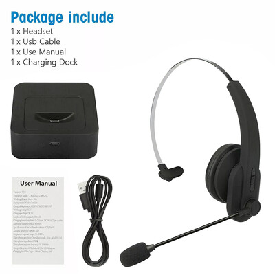 Bluetooth 5.4 слушалки с база за зареждане на микрофон Безжични слушалки за компютър Лаптоп Кол център Офис 12 часа време за разговори