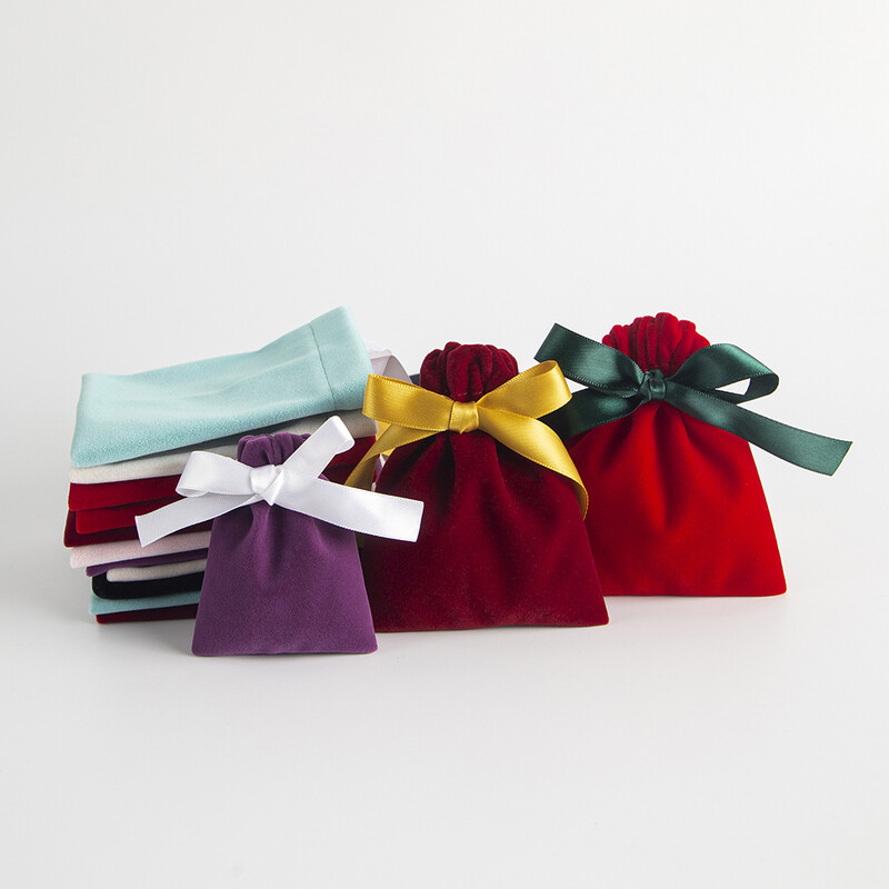10 бр. Насипни 10x12 см бижута Опаковъчна панделка Кадифени чанти Подарък Дисплей Опаковка Съхранение Сватба Пътуване Бонбони Връзка за прах Торбички