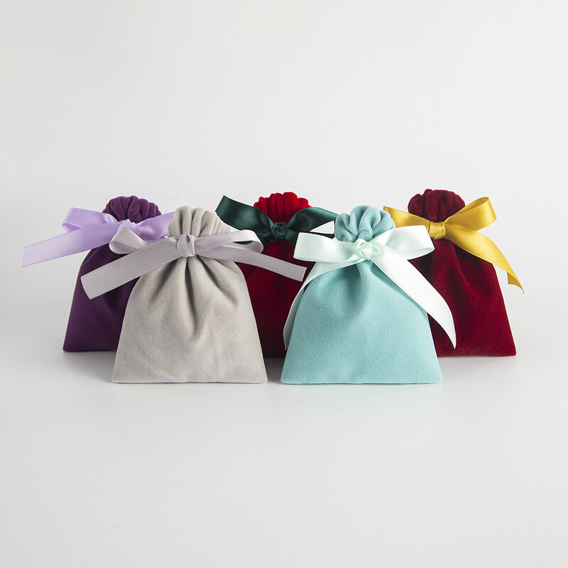 10 бр. Насипни 10x12 см бижута Опаковъчна панделка Кадифени чанти Подарък Дисплей Опаковка Съхранение Сватба Пътуване Бонбони Връзка за прах Торбички
