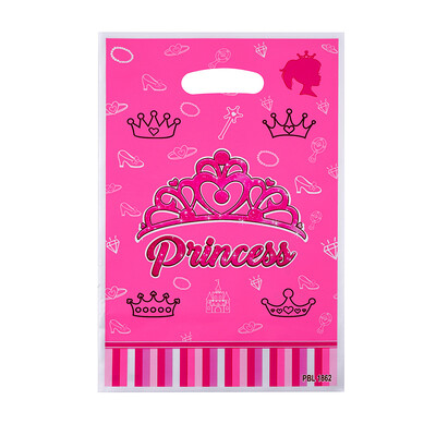 10 bucăți/lot Baby Shower Party Favoruri pentru copii Prințul Prințesă Albastru Roz Coroana Tema Saci de pradă din plastic pentru aniversare Decorare Cadouri Genți