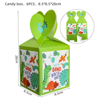 Cutie cu bomboane cadou cu tema de dinozaur pentru copii, petrecere de aniversare, consumabile pentru decorare, carton, cutii surpriza, favoruri pentru baieti, 6 buc.
