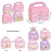 12 buc./lot Cutie de bomboane pentru castelul prințesei Cutie cadou pentru castelul curcubeu, coroană, cutie portabilă de biscuiți pentru accesorii pentru petrecerea de naștere a prințesei