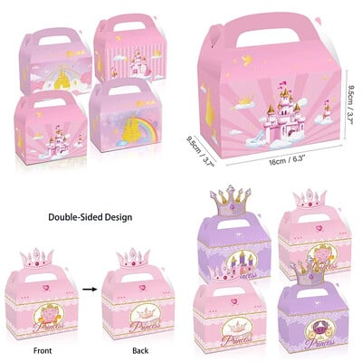 12Pcs/lot Кутия за бонбони Princess`s castle Rainbow castle gift box crown Преносима кутия за бисквити за парти за рожден ден на принцеса